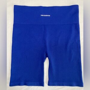 New Balance Women’s High-Waisted Seamless Biker Shorts – Royal Blue (Size L)